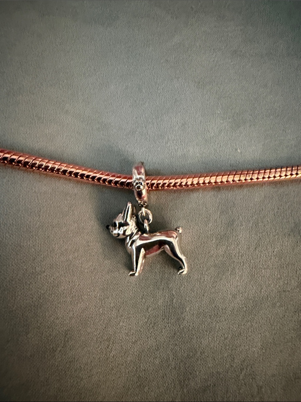 Silver French BullDog Dangle Charm - Picture 2 of 4
